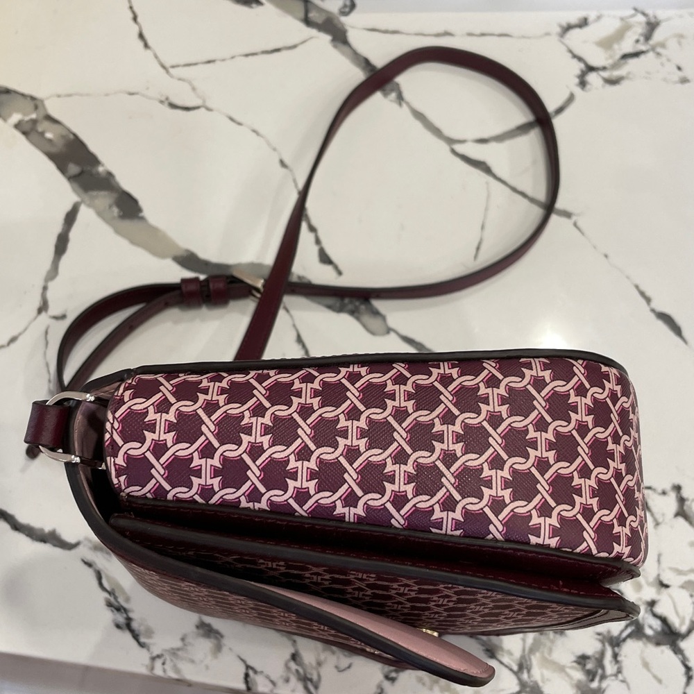 Kate Spade Maroon, Spade Patterned Crossbody Bag, Like New, Used Only One Time - Picture 6 of 14